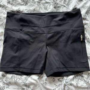 Black Lululemon shorts with side zip pocket
